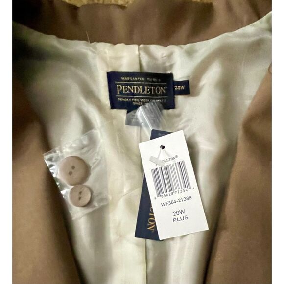 Pendleton Women’s 20W Wool Blazer Tan Brown Lined 1-Button Plus Jacket NWT READ - Picture 7 of 13